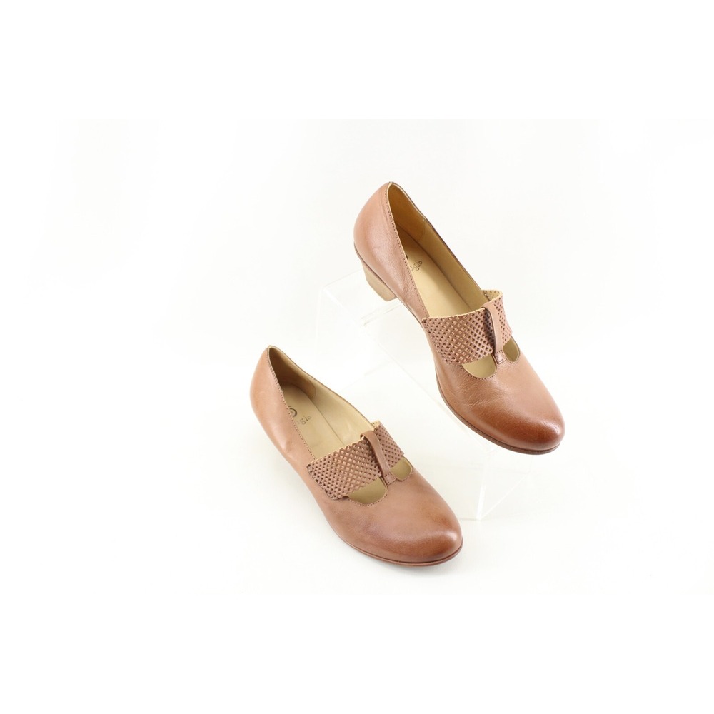 GIDIGIO BROWN LEATHER MARY JANE SLIP ON SHOES HEELS SIZE 41 EU MADE IN ITALY